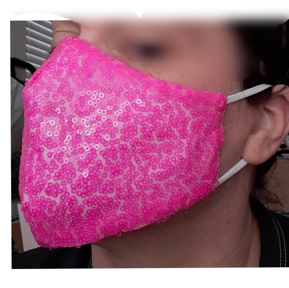 💙New Bright Pink Glitter Sequin Mas - Picture 4 of 5